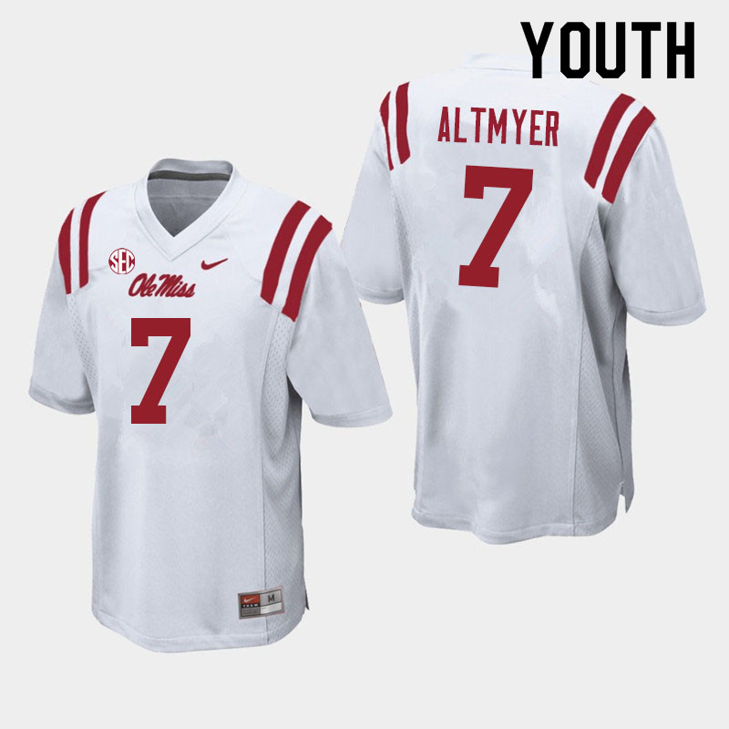 Youth #7 Luke Altmyer Ole Miss Rebels College Football Jerseys Sale-White - Click Image to Close